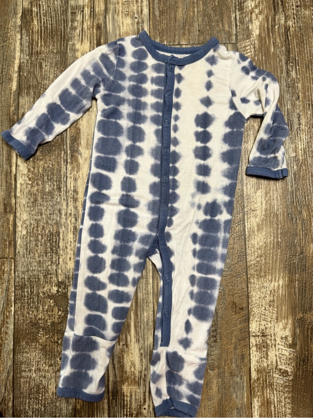 Kyte BABY bamboo Blue & White Tie-Dye Footed One-Piece